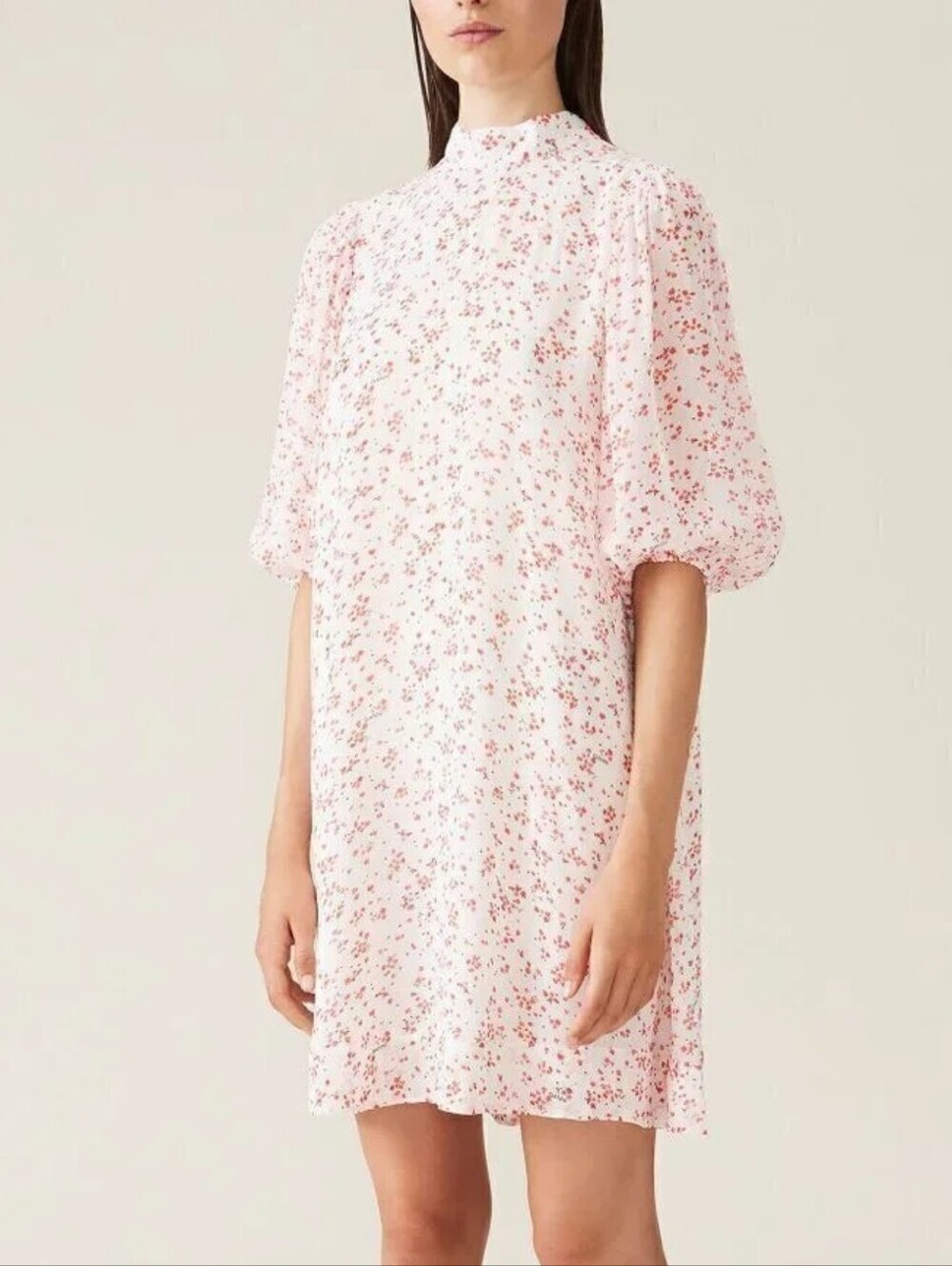 Ganni Printed Georgette Floral Dress in Size 42